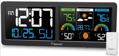Weather Stations Wireless Indoor Outdoor Thermometer with Atomic Clock, HD Color