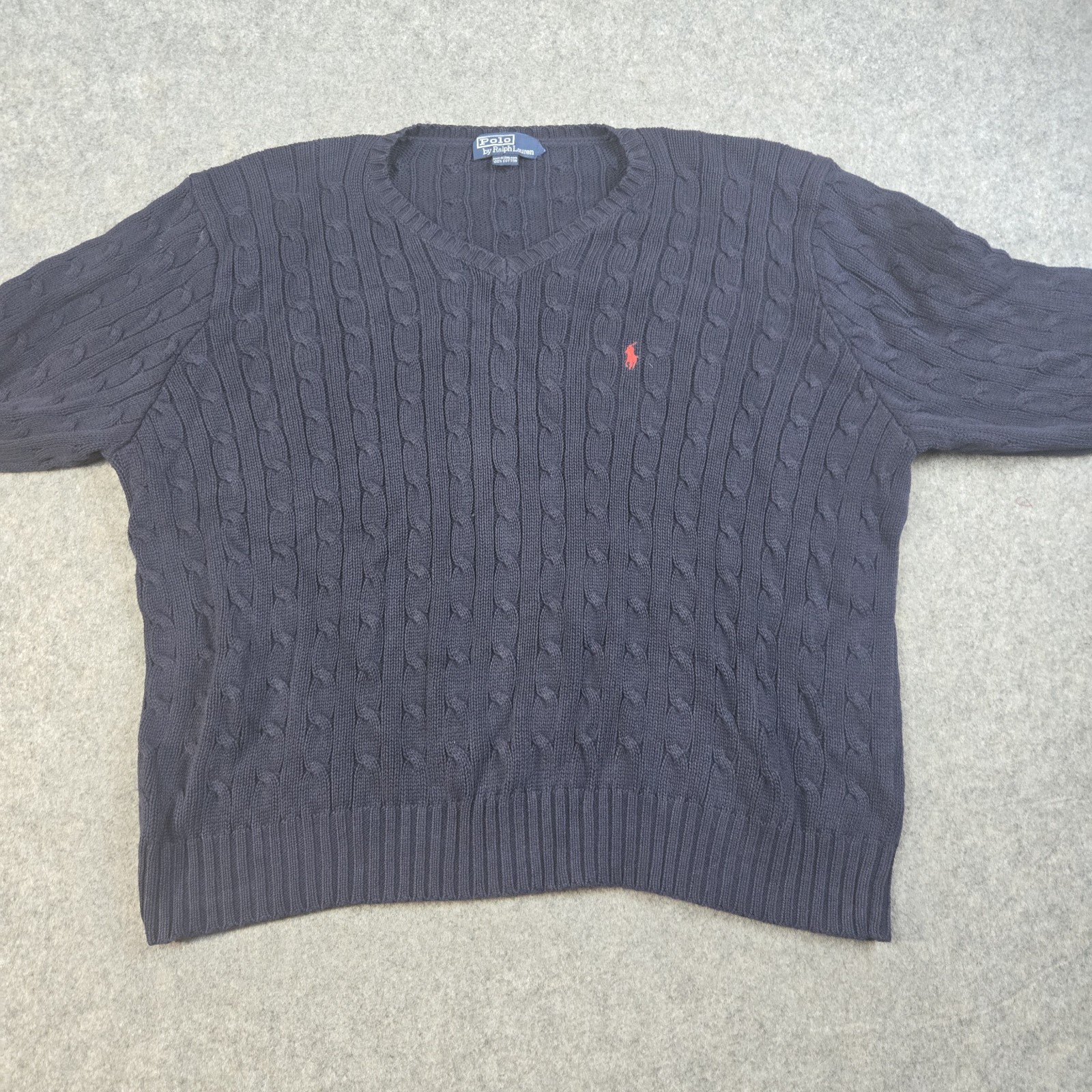 Maglione Polo Ralph Lauren Vintage Uomo XL Blu Navy Pony Maglia Cavo Felpa