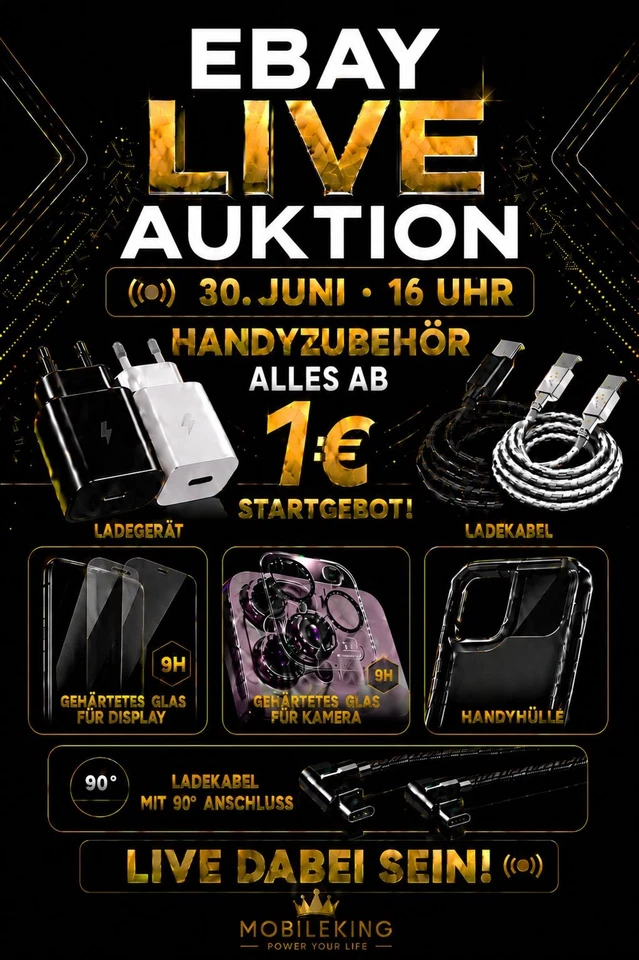 Alles ab 1€ live Auktionen: iPhone,  Samsung, Huawei, Xiaomi Handyzubehör