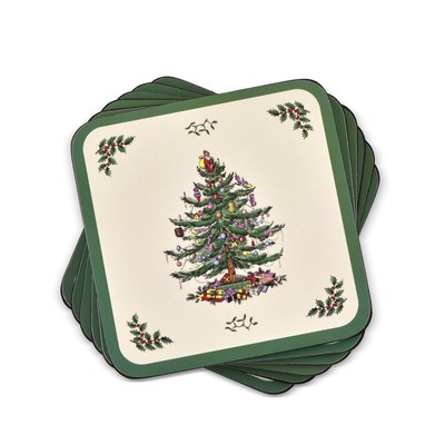 Spode Christmas Tree Holiday Coasters (Set of 6) - Cork Backed Board