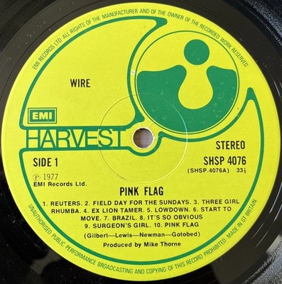 WIRE - Pink Flag LP 1977 UK Harvest Records SHSP 4076 RARE First Pressing