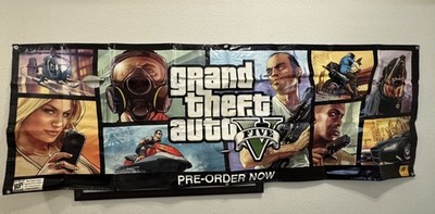 Grand Theft Auto V Promo Display Vinyl Banner LARGE 71 x35  Store Display RARE!!