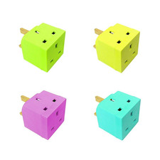 2 Way 3 Pin Plug Adaptor Multi Pack Plug 13A Non Fused Adaptor 4 Colors UK A+