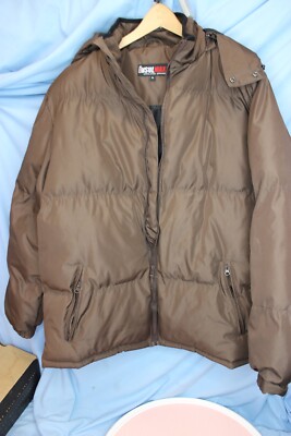 Insulmax Mens Size MED BROWN  Hooded Puffer Jacket Coat Warm