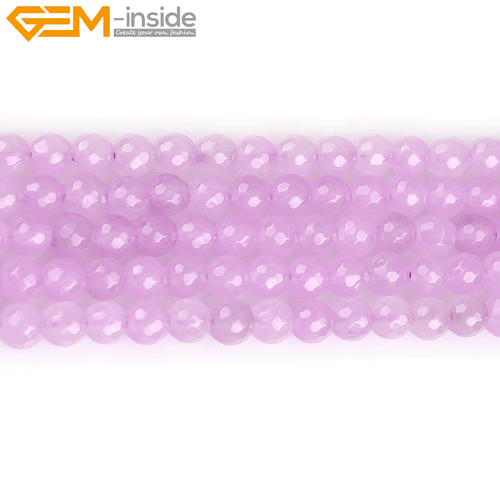 Cuentas redondas facetadas violeta púrpura cuentas de jade para hacer joyas 15" 4 mm 6 mm 8 mm - Imagen 26 de 48