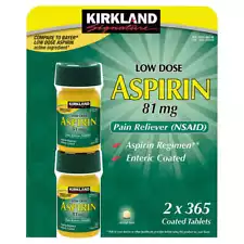 Kirkland Signature Low Dose Aspirin 81mg 730 Tablets 365 Ct 2-Pack (EXP-09/2027)