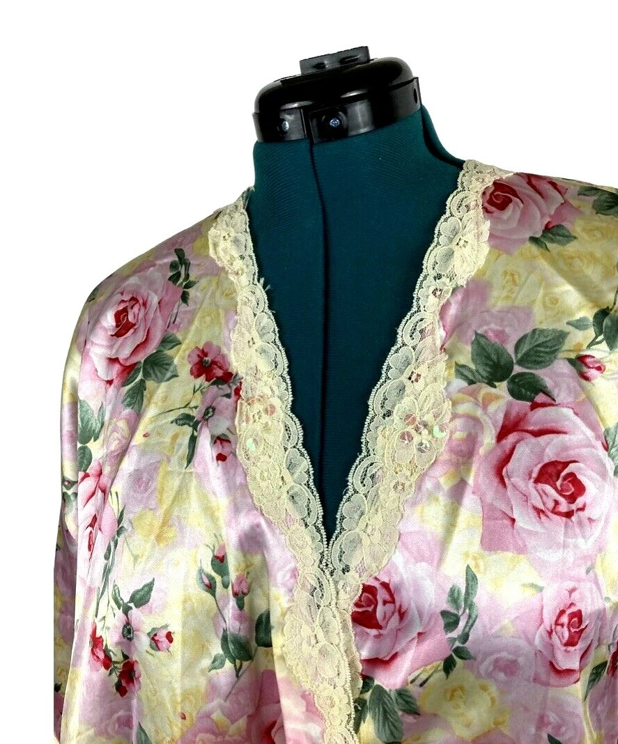 Secret Treasures Sleepwear Negligee Floral Robe Polyester Yellow W