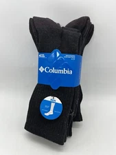 Columbia Crew Socks Mens Moisture Control 6-12 Boot Sportswear 4 Pair BLACK