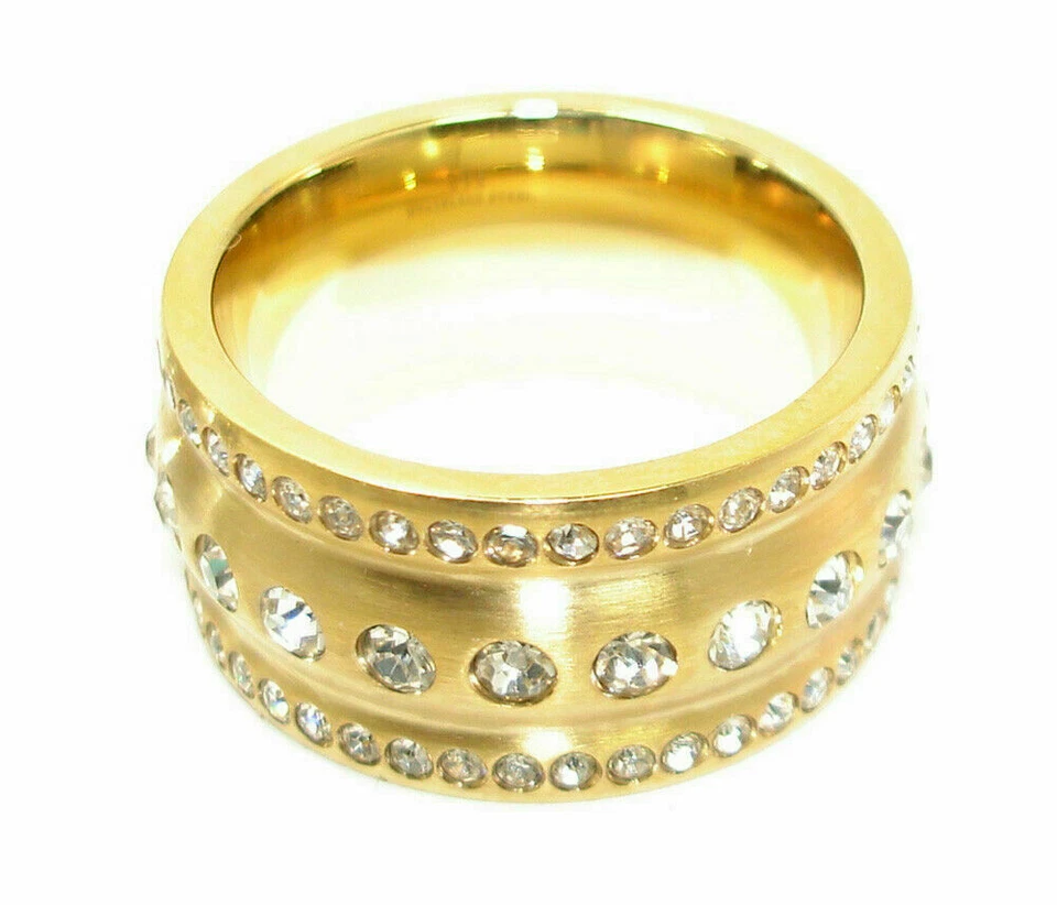 Edelstahl Ring Damen silber rose gold Partnerring Freundschaftsring strass Band - Bild 3 von 4