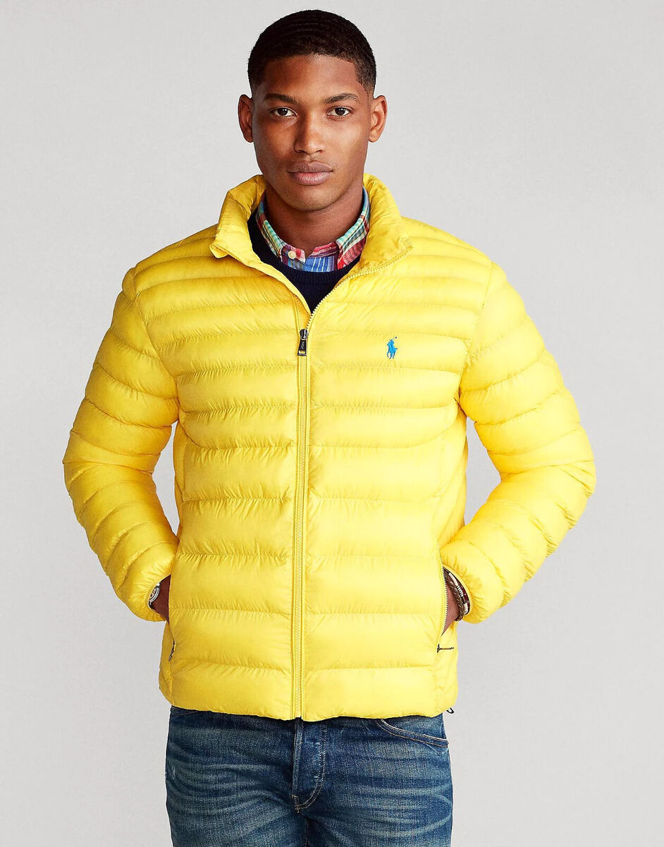 $228 Polo Ralph Lauren Mens, The Packable Jacket, Yellow, XL $228 Polo Ralph Lauren Mens, The Packable Jacket, Yellow, XL