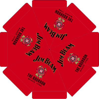 JIM BEAM BOURBON 9 foot RED BEER UMBRELLA MARKET PATIO STYLE NEW HUGE