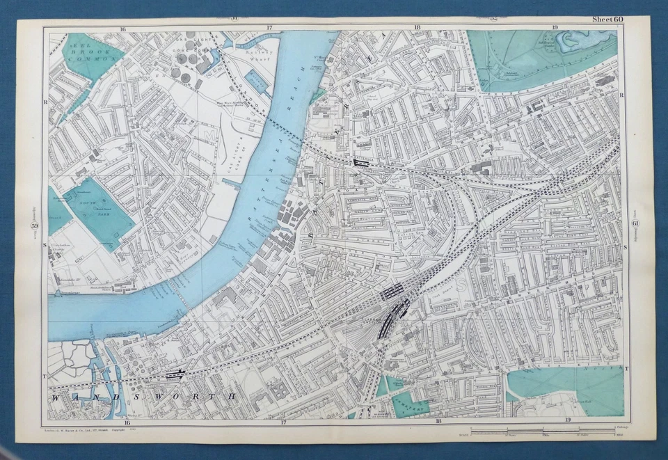 LONDRES - WANDSWORTH, BATTERSEA, CLAPHAM - Mapa antiguo original, tocino 1909. Foto 4 de 4