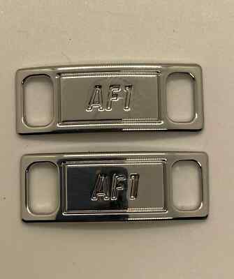 Nike AF1 Shoe Badge Lace Tag Silver Chrome (SAME DAY SHIPPING)