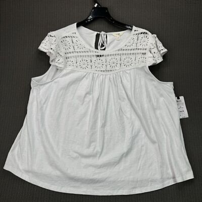 Terra & Sky Crochet Mix Top 3X Vivid White