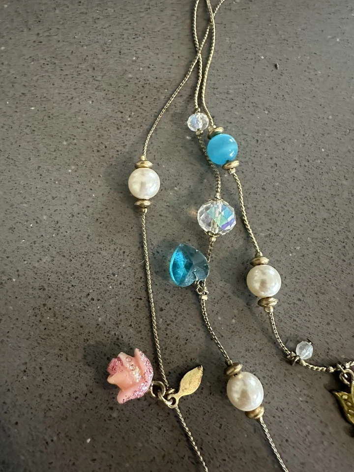 Collar Floral Betsey Johnson Vintage Fairyland Arco Iris Tulipán Corazón Multi Hilo Foto 3 de 4