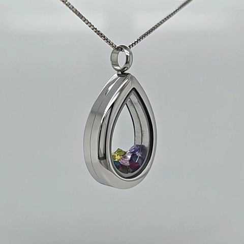 NANA Simulated Birthstone Stainless Steel Mothers Locket Pendant NEW with chain - Video 1 von 1