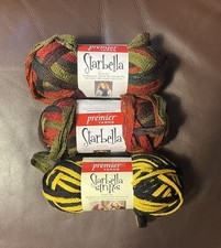 NEW Starbella Stripes Yarn Lot Of 3 1 Stinger/2 Autumn 33 Yards 3.5oz Acrylic