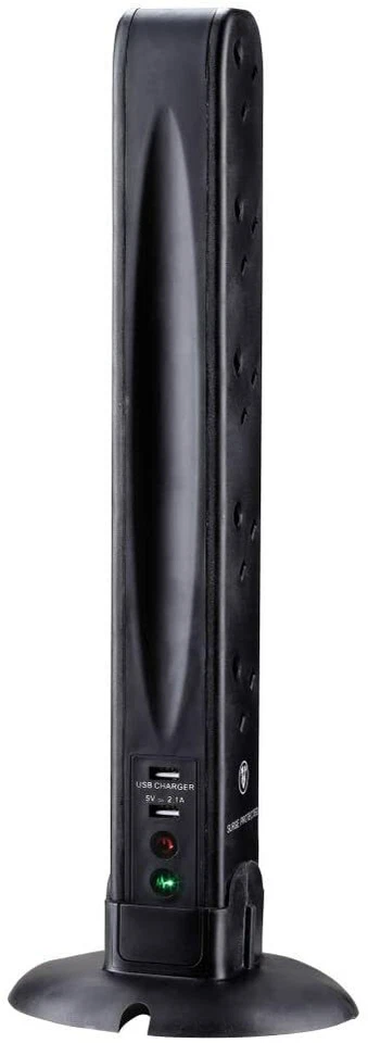 Tower Extension Lead Surge Protected 10 way 2 USB Ports 1 Metre Masterplug - Image 2 of 4