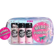 VICTORIA'S SECRET PINK Merry Pinkmas Gift Set Body Wash  Lotion  Oil  Sponge