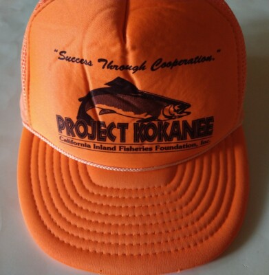 VTG Otto Hat Men's Project Kokanee Salmon  Orange Snap Back Trucker Cap Fishing 