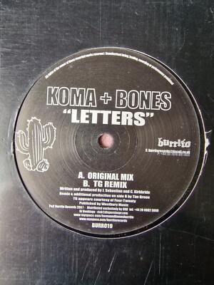 Letters - Koma + Bones 12'' Vinyl Record (UK, 2007, Breaks / Electro)