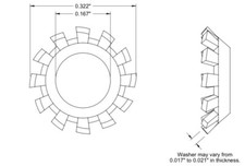 (100) #8 External Tooth Countersunk Lock Washers Stainless Flat Head Screw star