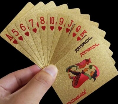 Luxus Gold Spielkarten Deck - Wasserdichte Folie Poker Karten Geschenkset für Casino