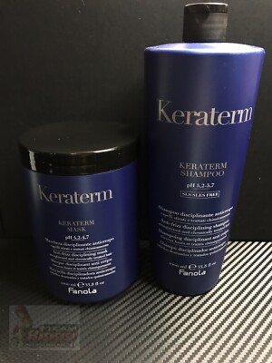 Fanola Keraterm Keratin Shampoo and Keraterm Mask Masque 1L x2 Set Anti Frizz