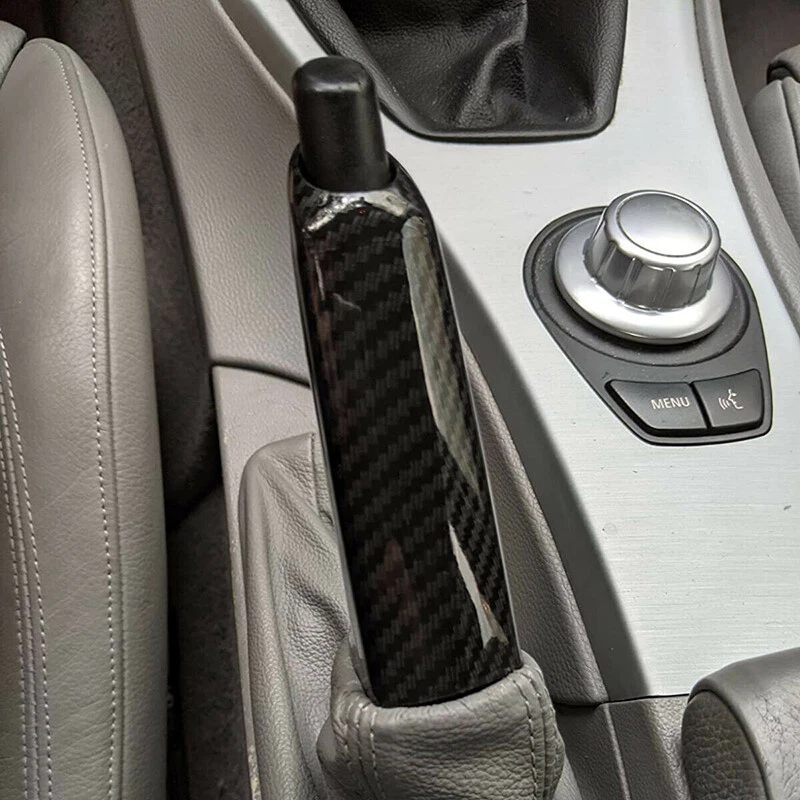 Cubierta de manija de freno de mano de fibra de carbono para BMW E46 E60 E90 E92 320i 328i Foto 4 de 4