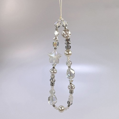 Y2K Mobile Phone Chain Fashion Silver Clear Beaded Phone Lanyard Wrist Strap - 第 2/5 張圖片