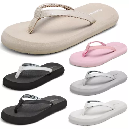 Damen-Flip-Flops Fußgewölbestütze weiche Polster leichte Strand-Riemensandalen - Bild 1 von 30