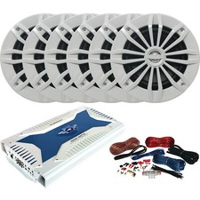 6 x Enrock EM270W 6.5" 180W Speakers, 6-Channel Amplifier, Amp Installation Kit