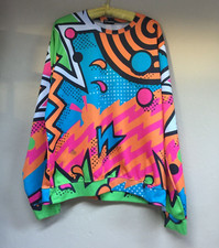 Getonfleek Large Crew Neck 90s Party Graphic Sweatshirt Pullover Colorful Unisex