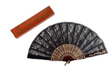 Vintage Pedro Martin Black Lace Folding Hand Fan