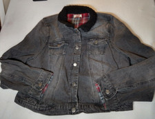 Lei Black Distressed Juniors Jean Jacket W/ Faux Fur Collar L.e.i. Sz Xxl (2xl)
