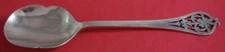 E. Viners English Sterling Silver Berry Spoon Pierced Floral Handle c. 1965 9"