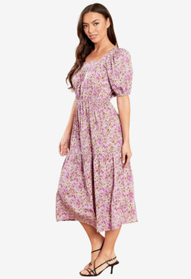 midi pink linen dress Mint Velvet Pink Beige Blend Tie Detail Maxi Dress | Size 8 | Pink | Short Sleeve