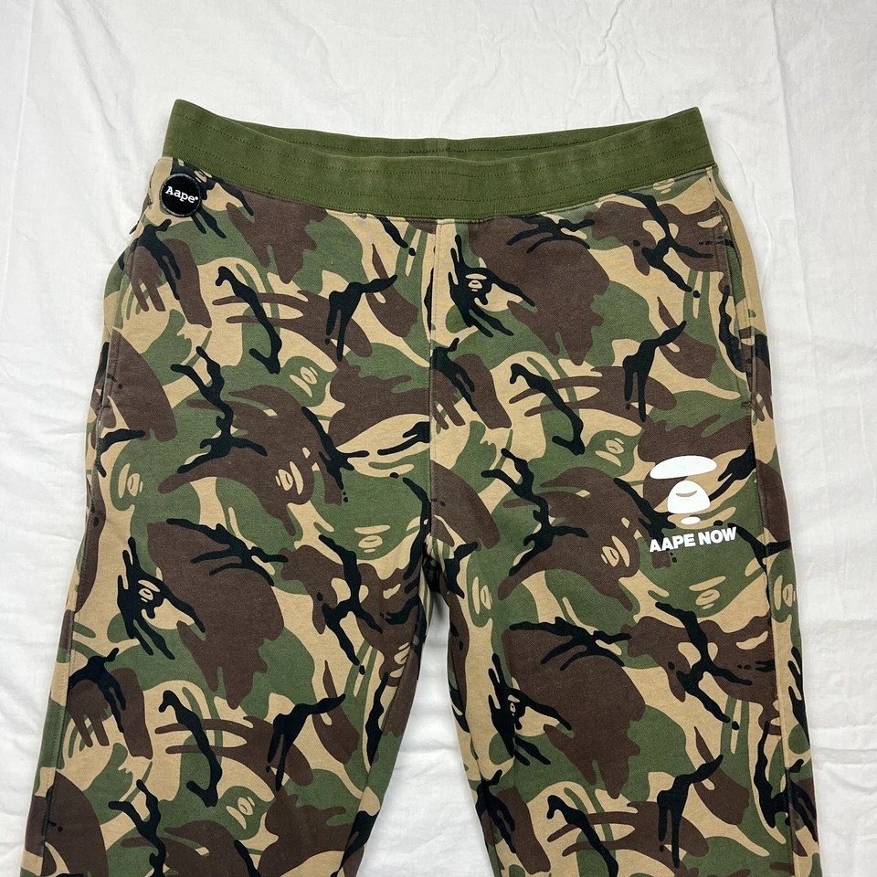 A Bathing Ape Green Camouflage Sweatpants Joggers Camo Size XL AAPE NOW 32x27 - Image 2 of 4