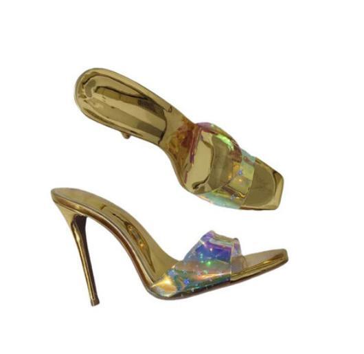 PANTOFOLA D’ORO Scarpe ciabatte donna 2024 nuove punta quadrata punta aperta stiletto festa moda sexy