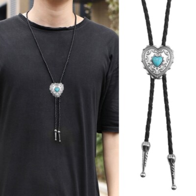 Punk Braided Shoestring Necktie Bolo Tie Western Cowboy Necklace Accessory