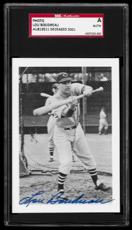 LOU BOUDREAU Signed 3.5x5 Photo Cleveland Indians SGC Authentic Autograph