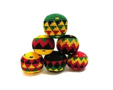 Rasta Crochet Assorted Geometric Ethnic Pattern Hacky Ball FootBag Kick Sack Set