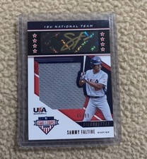 2019 Panini Stars Stripes USA Trey Faltine auto patch card /89 CIN REDS TEXAS