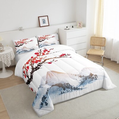 Cherry Blossoms Comforter Set Twin Size for Girls Women