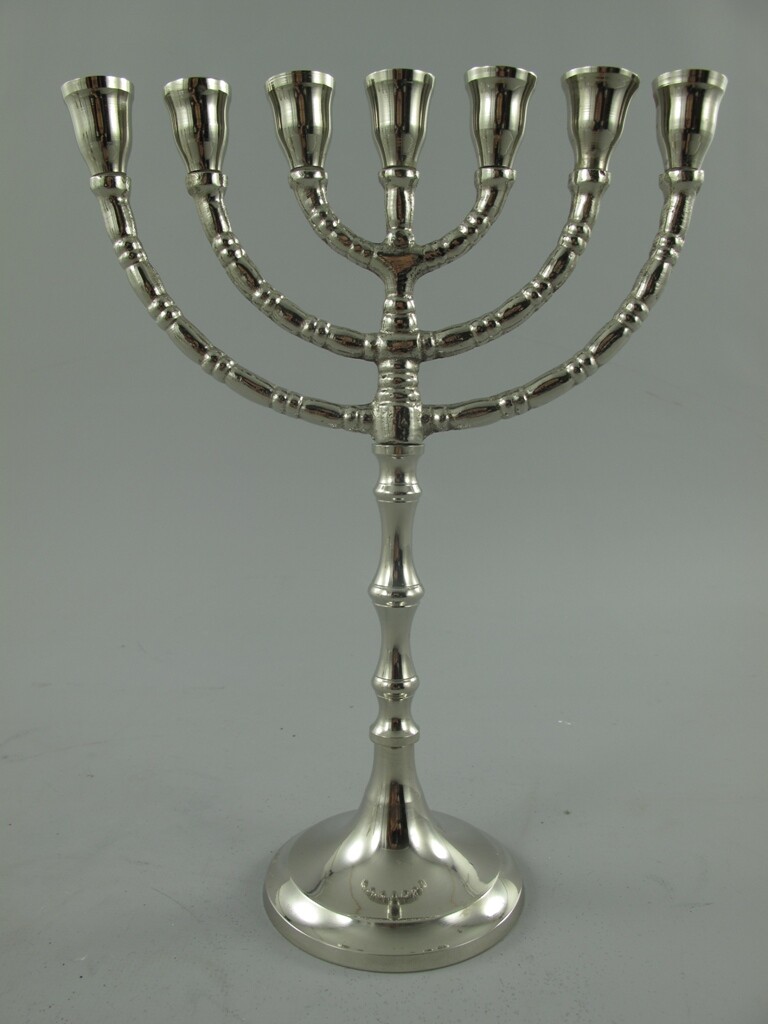 Davidleuchter Menora Kerzenleuchter Kerzenständer Messing vernickelt H.24cm
