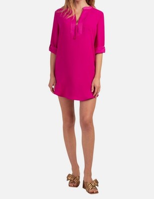 TRINA TURK Women Pink Kaiko Half Zip Lightweight 2 Dress Size XS