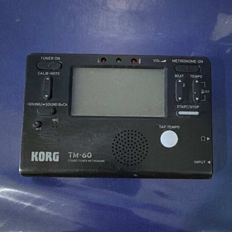 Korg TM-60 Tuner Metronome Black LCD Built-In Mic Tap Tempo Guitar/Bass