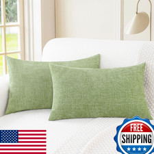 CaliTime 12"x20" Pack of 2 Chenille Throw Pillow Covers Decor Pillowcases