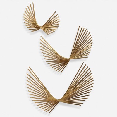 Uttermost 04375 Coreograph Antique Gold Leaf Wall Decor, Set of 3