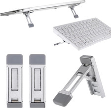 2 Pcs Portable Keyboard Riser, Three Tilt Angle Adjustable Foldable Invisible La